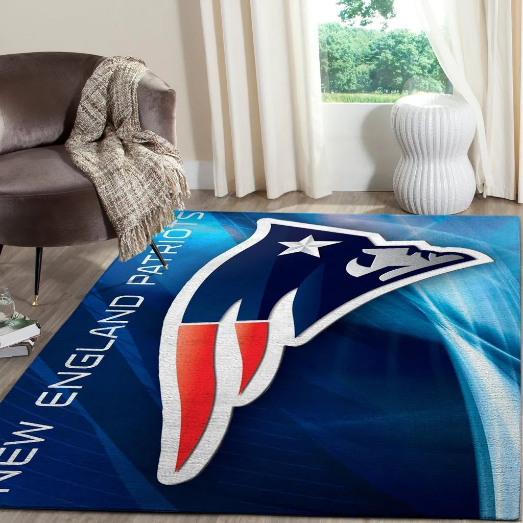 New England Patriots Rug - NFL Logo Area for Home Blue and Red