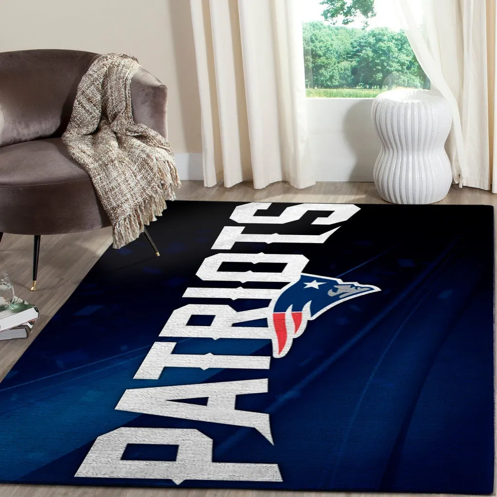New England Patriots Rug - Team Logo Area for Fans Blue and White