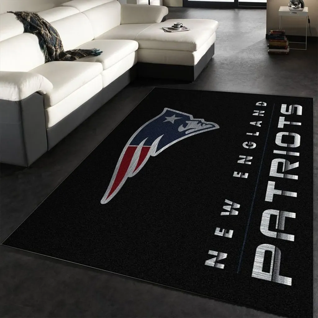 New England Patriots Rug - Team Logo Floor Mat Black and Blue