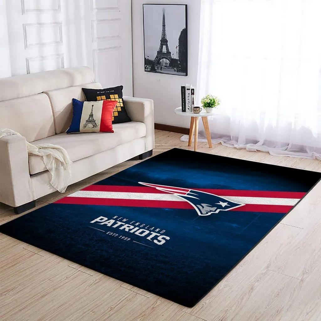 New England Patriots Rug - Team Logo for Living Room Blue and Red