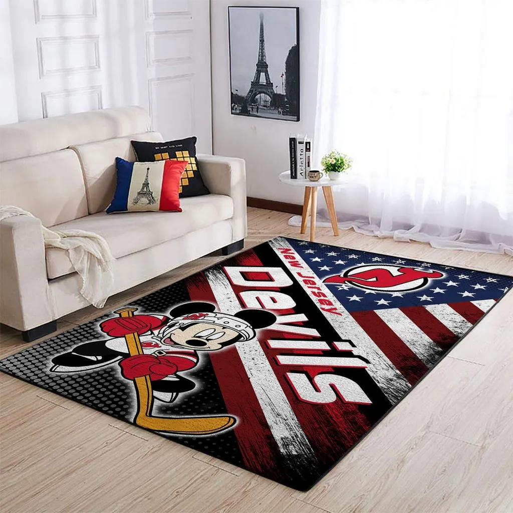 New Jersey Devils Rug - NHL Hockey Decor for Living Room Black and Red