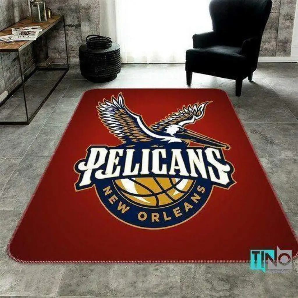 New Orleans Pelicans Rug - Basketball Fan Area for Home Blue and Red