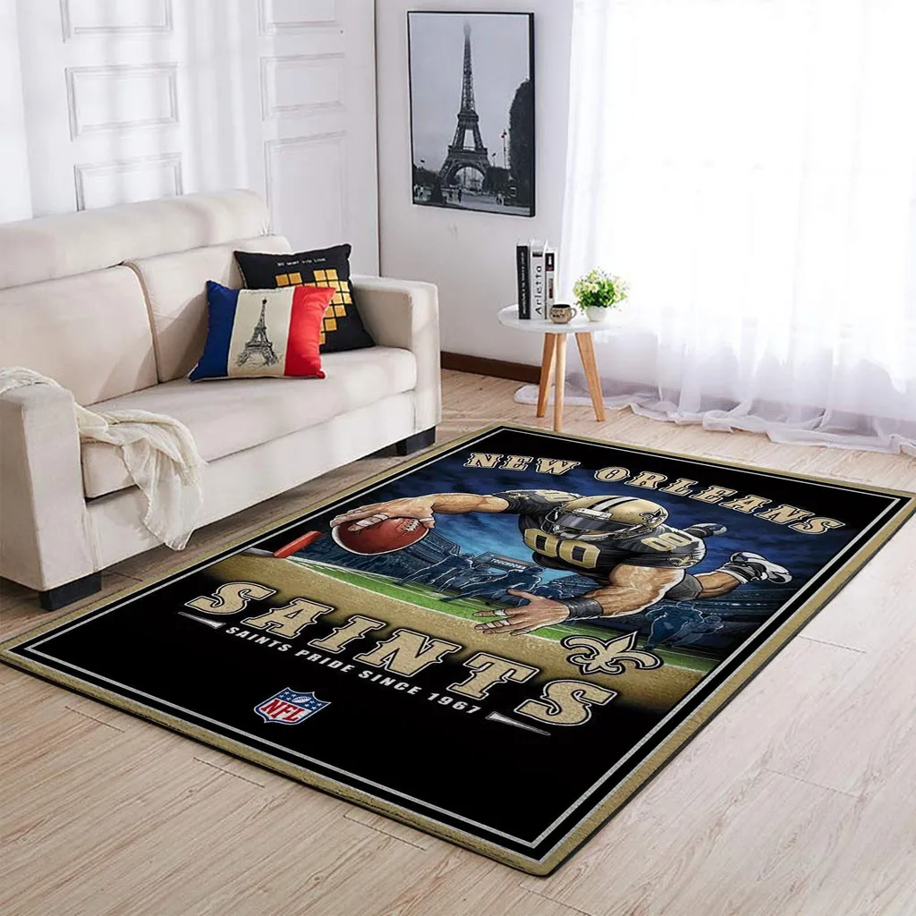 New Orleans Saints Rug - NFL Football Fan Decor Black and Gold