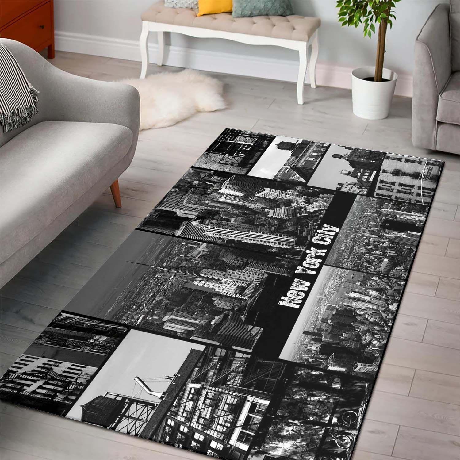New York City Area Rug Black & White Ofd Area Rug Living
