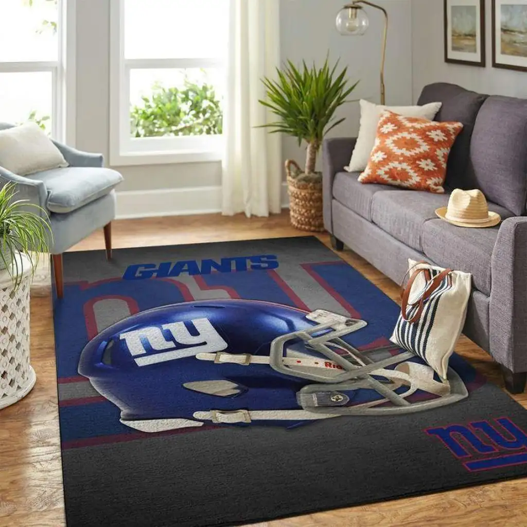New York Giants Rug - Football Helmet Area for Living Room Blue and Gray
