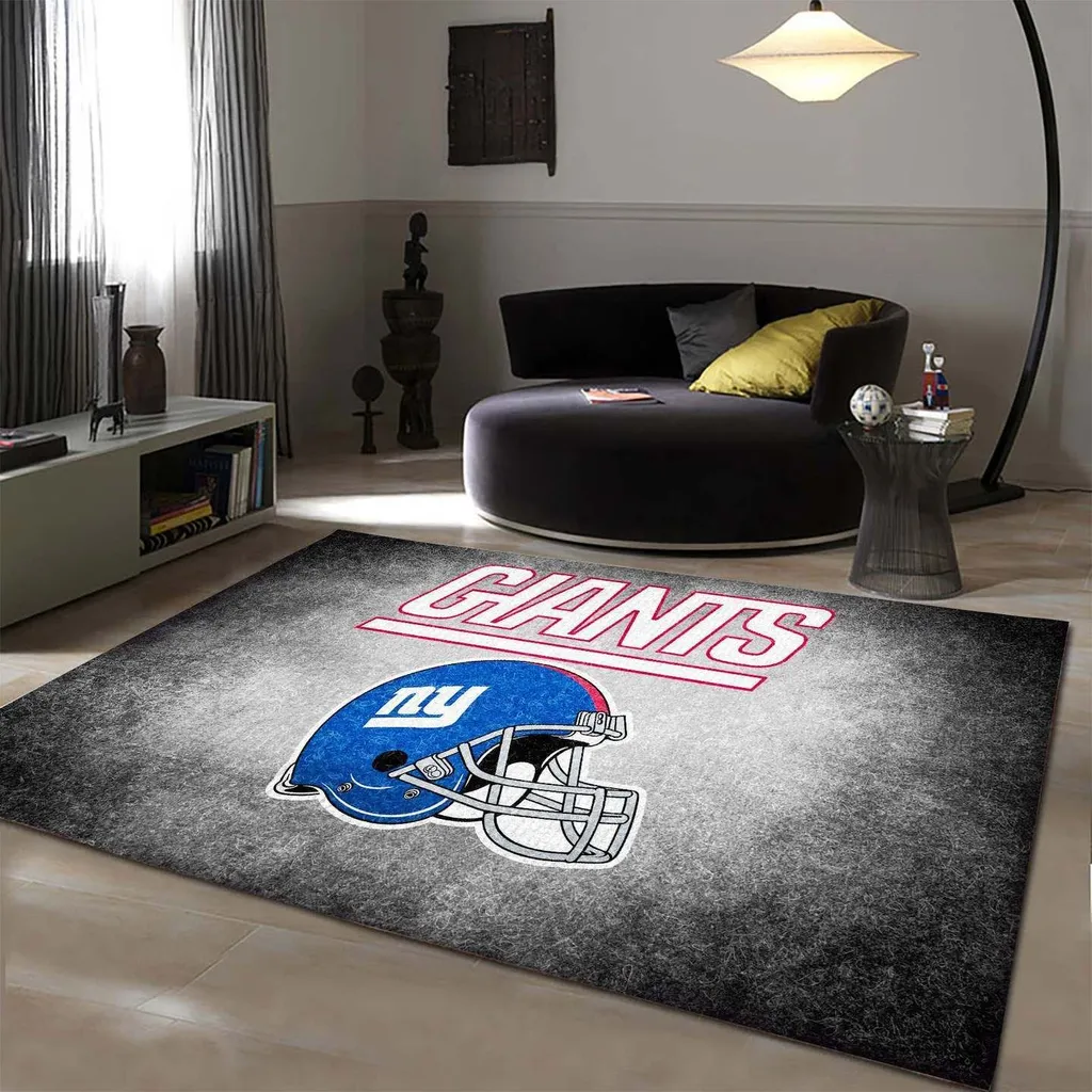 New York Giants Rug - Football Helmet Area for Living Room Decor Red and White