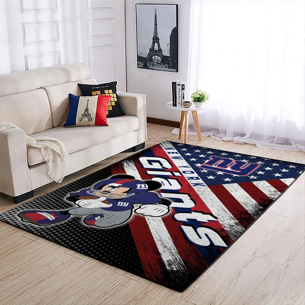 New York Giants Rug - for Living Room Decor and Fans Blue and Red