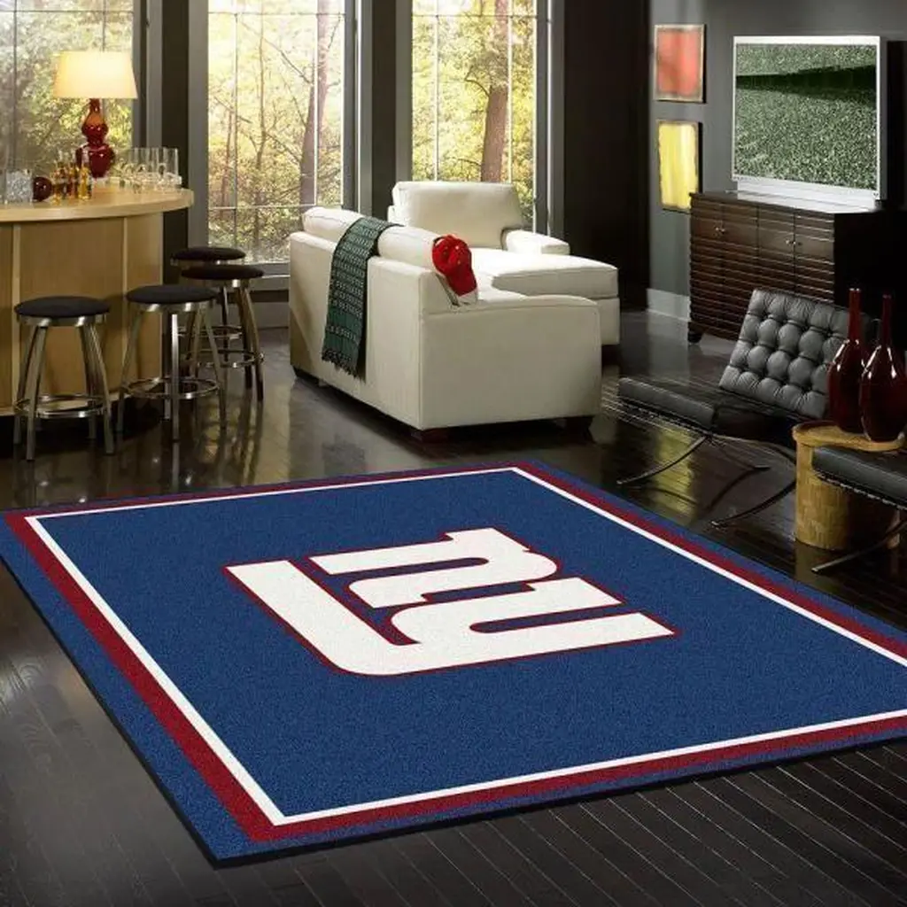 New York Giants Rug - Logo for Living Room Decor Blue and White