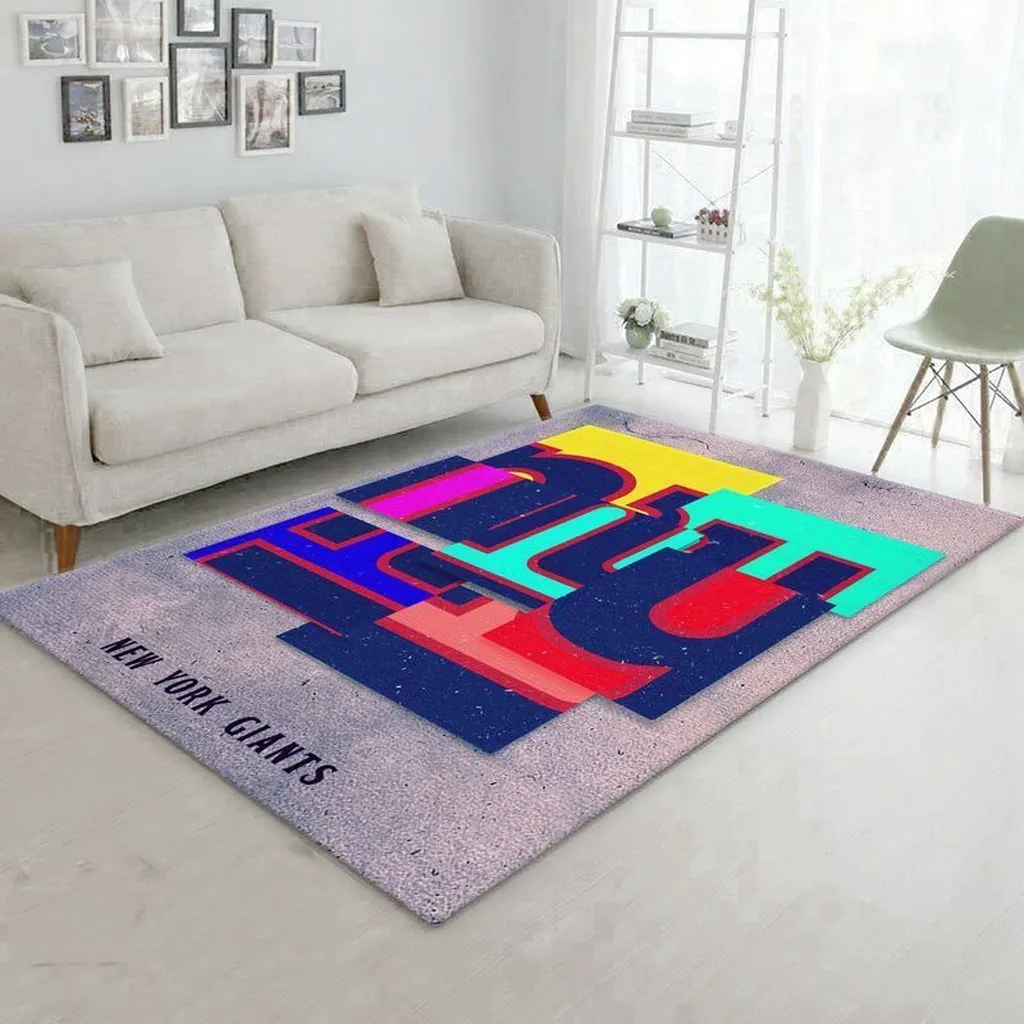 New York Giants Rug - Modern Design for Living Room Blue and Yellow