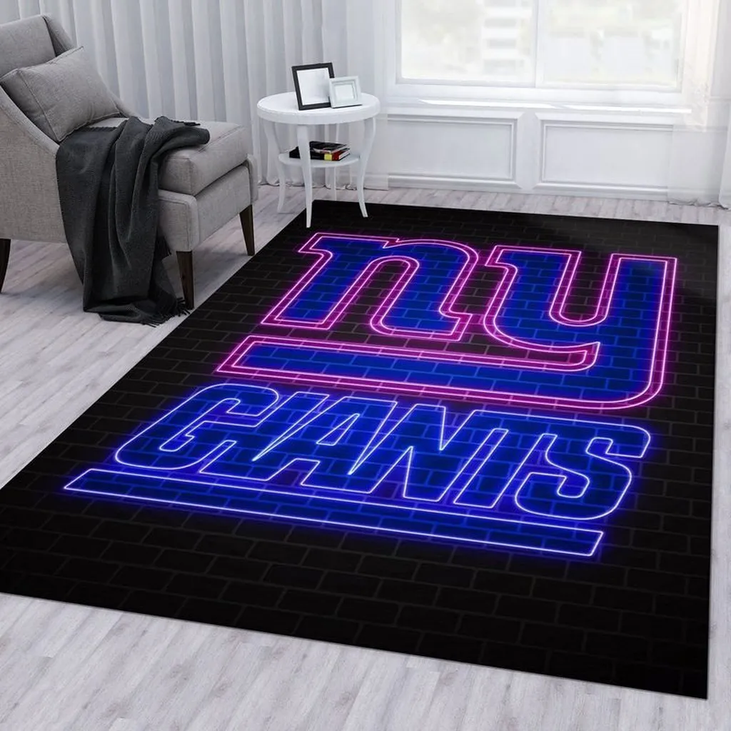 New York Giants Rug - Neon Style for Fans Light Black and Blue