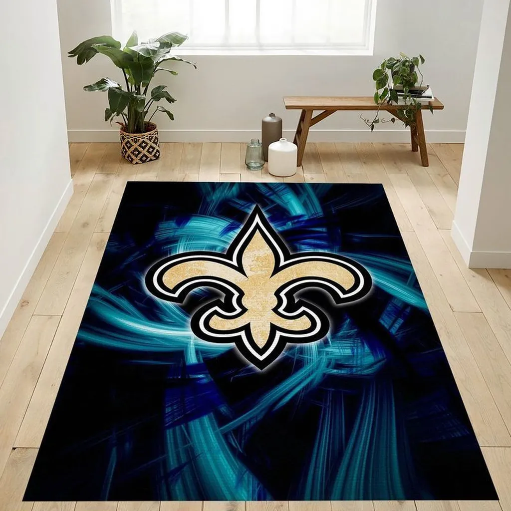 New York Giants Rug - Team Logo Area for Fans Black and Blue