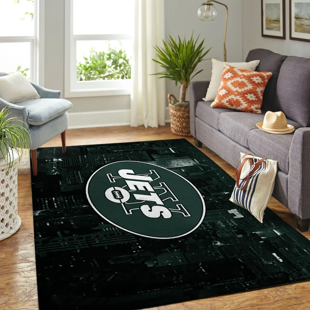 New York Jets Rug - Area Perfect for Sports Fans Room Decor Black and Green