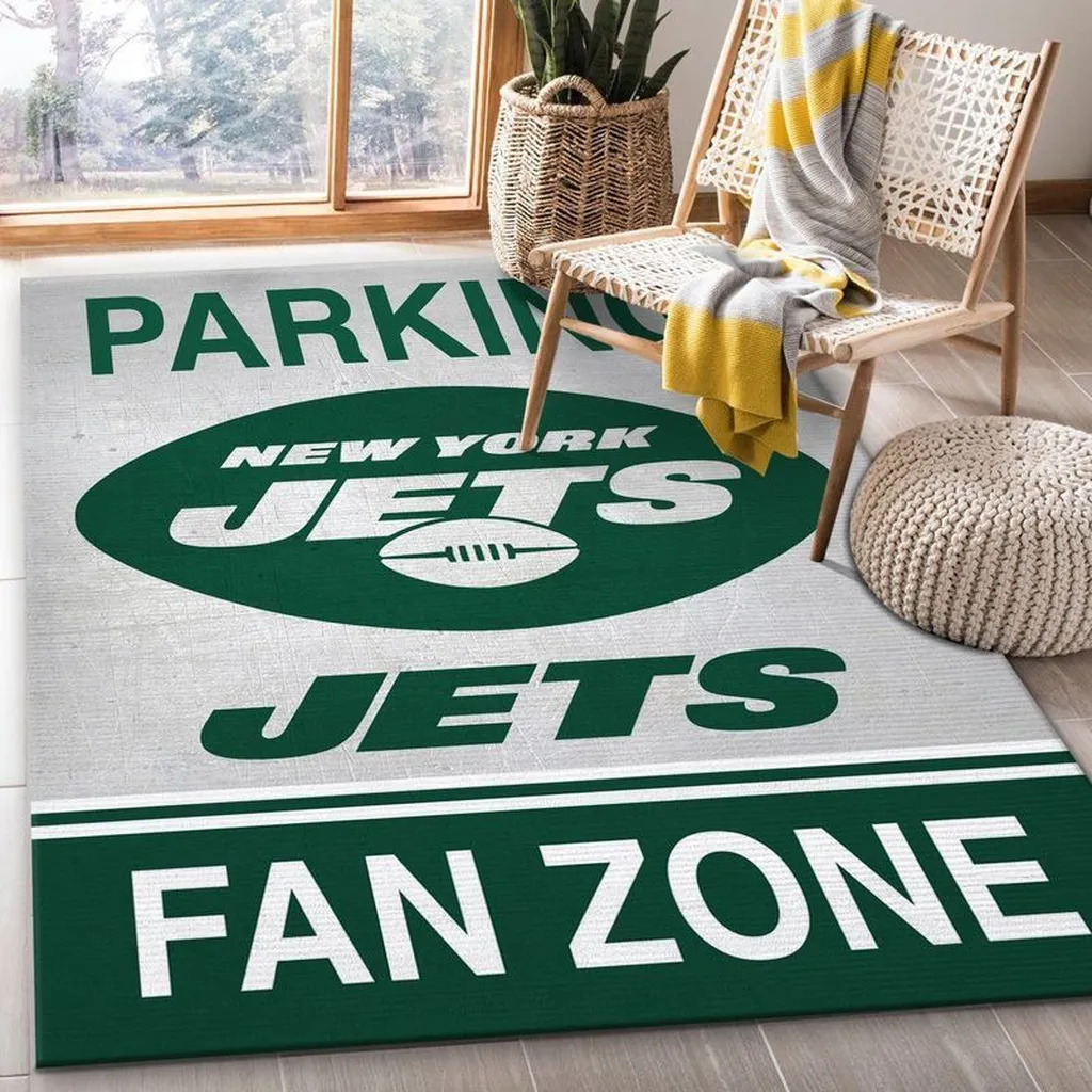 New York Jets Rug - Fan Zone Area for Home Decor Green and White