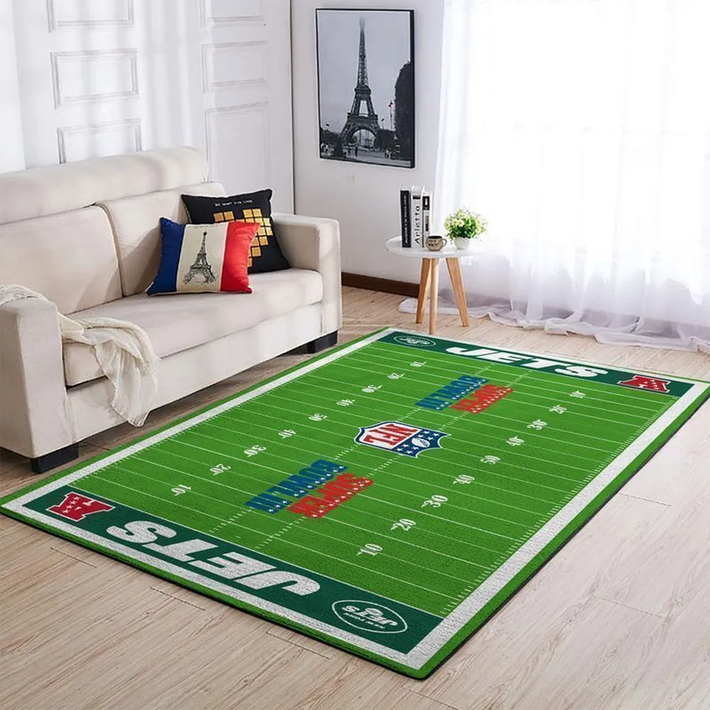 New York Jets Rug - Football for Living Room Decor Green and White