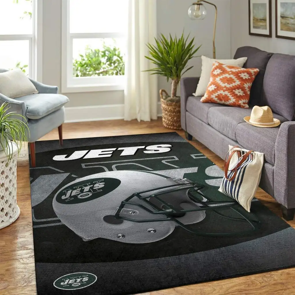 New York Jets Rug - Football Helmet Area for Fans Black and Gray