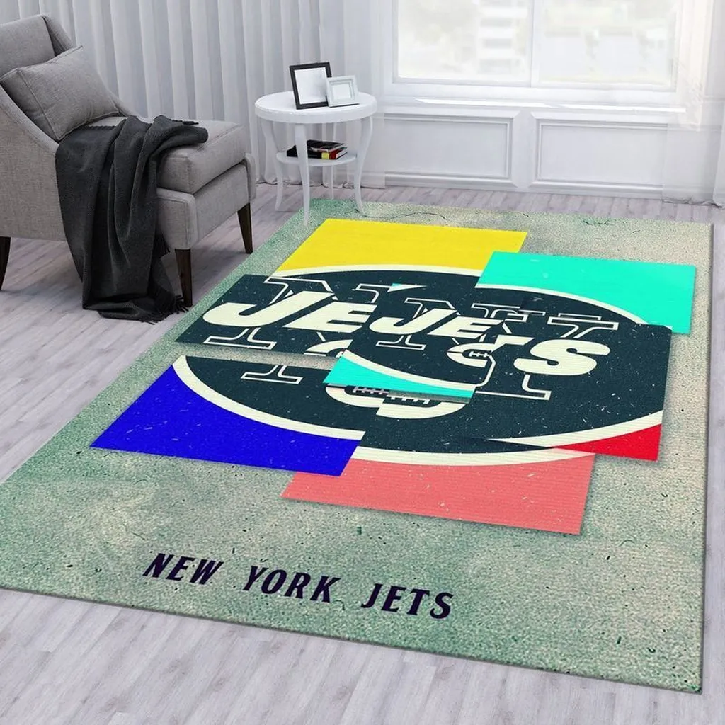 New York Jets Rug - Modern Graphic Area for Home Blue and Green