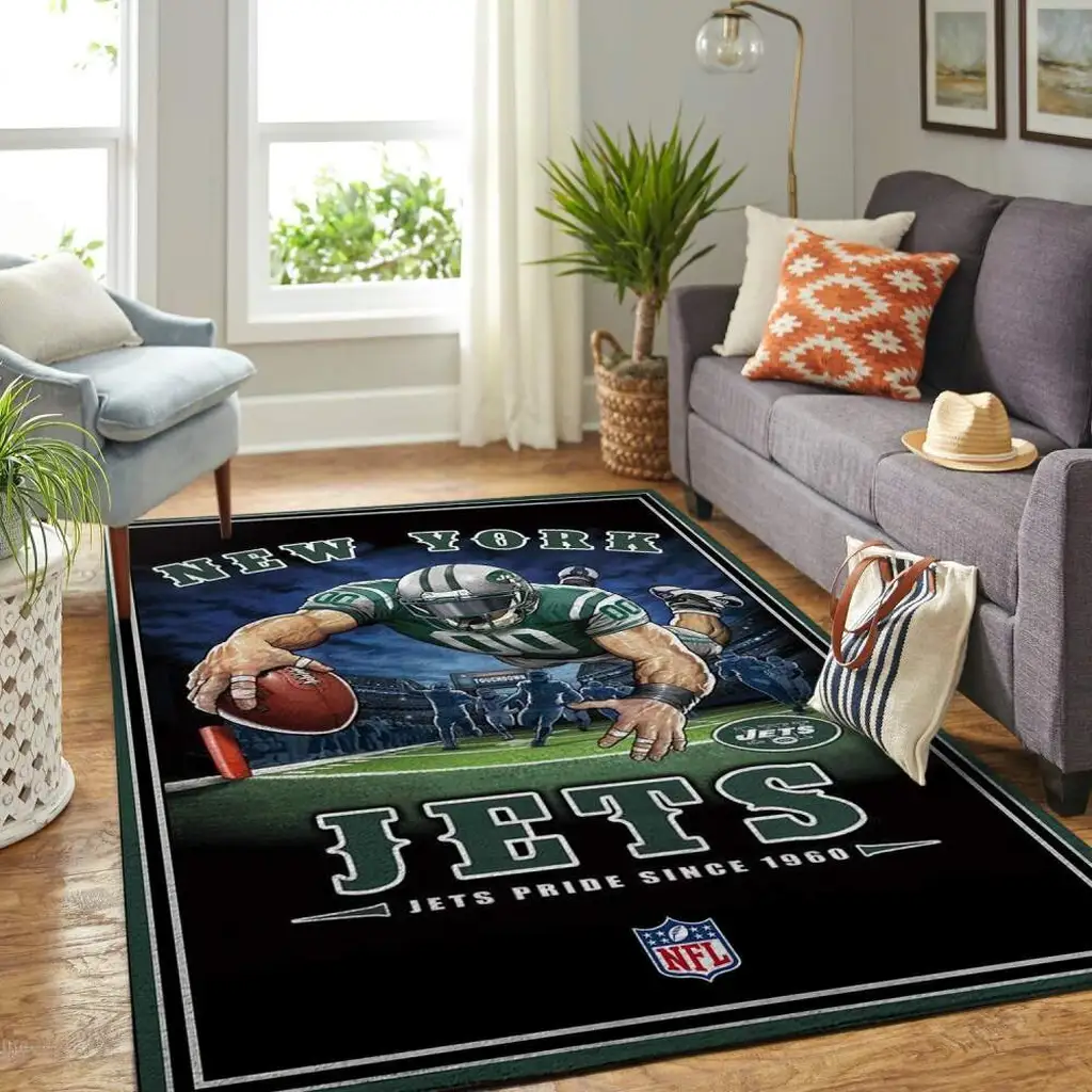 New York Jets Rug - NFL Football Fan Area for Fans Black and Green