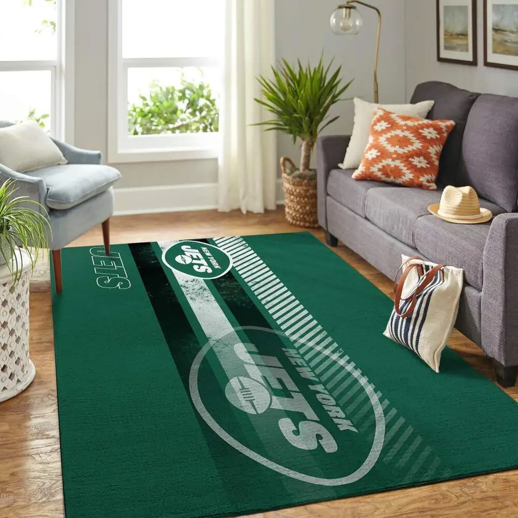 New York Jets Rug - NFL for Living Room Floor Decor Green and White