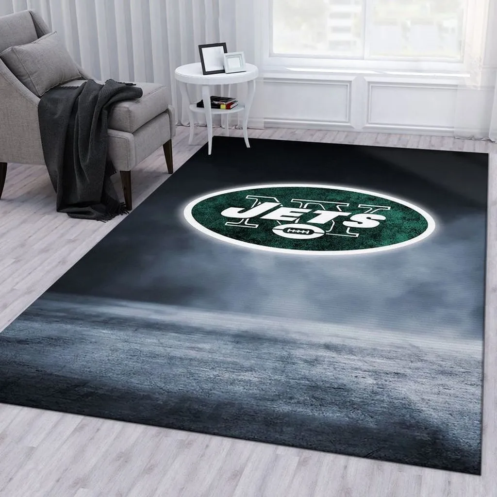 New York Jets Rug - NFL Logo Area Perfect for Fans Black and Green