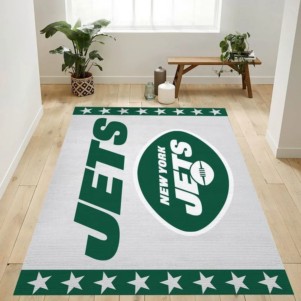 New York Jets Rug - NFL Team Logo Area for Home Decor Green and White