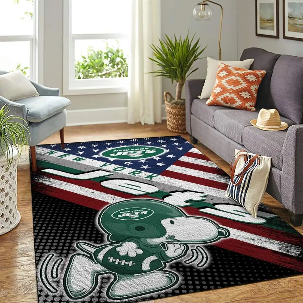 New York Jets Rug - Snoopy Perfect for Living Room Decor Black and Green