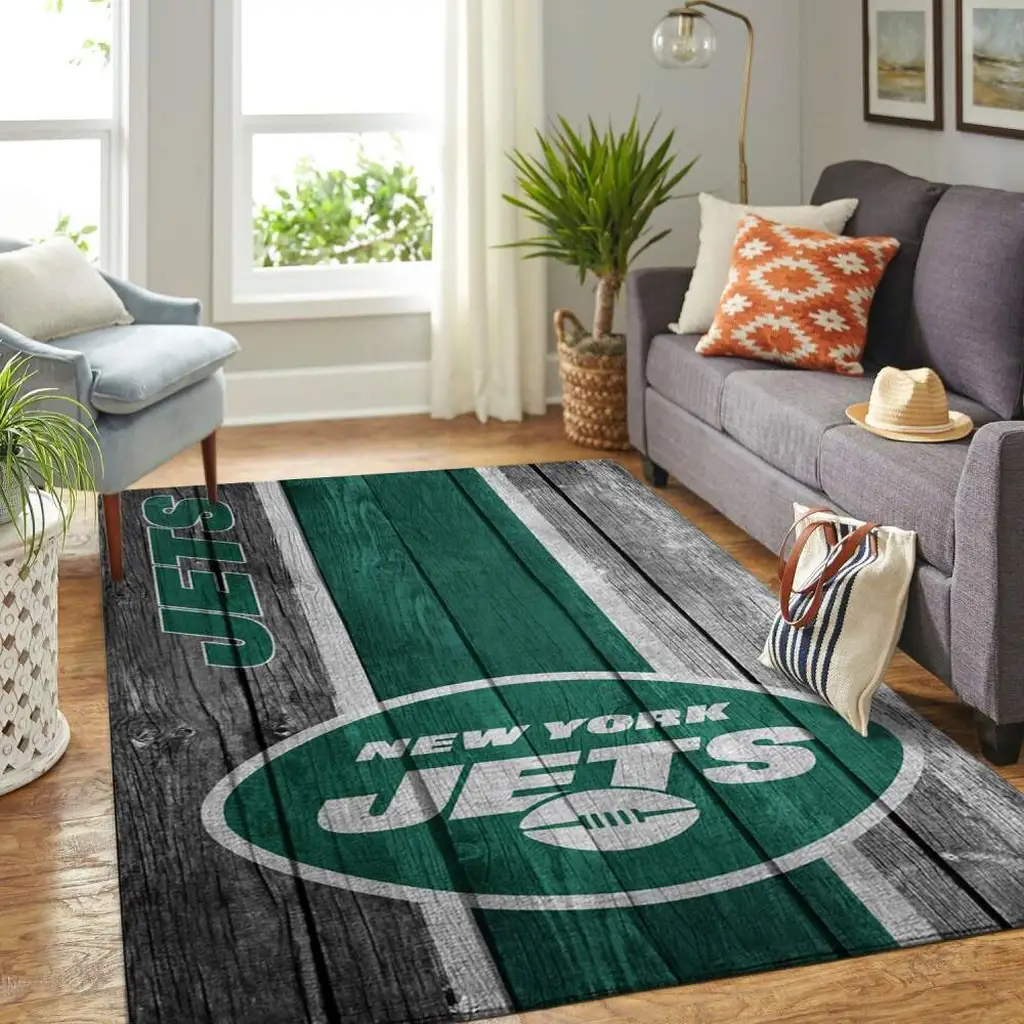 New York Jets Rug - Vintage Style Area for Living Room Green and Gray