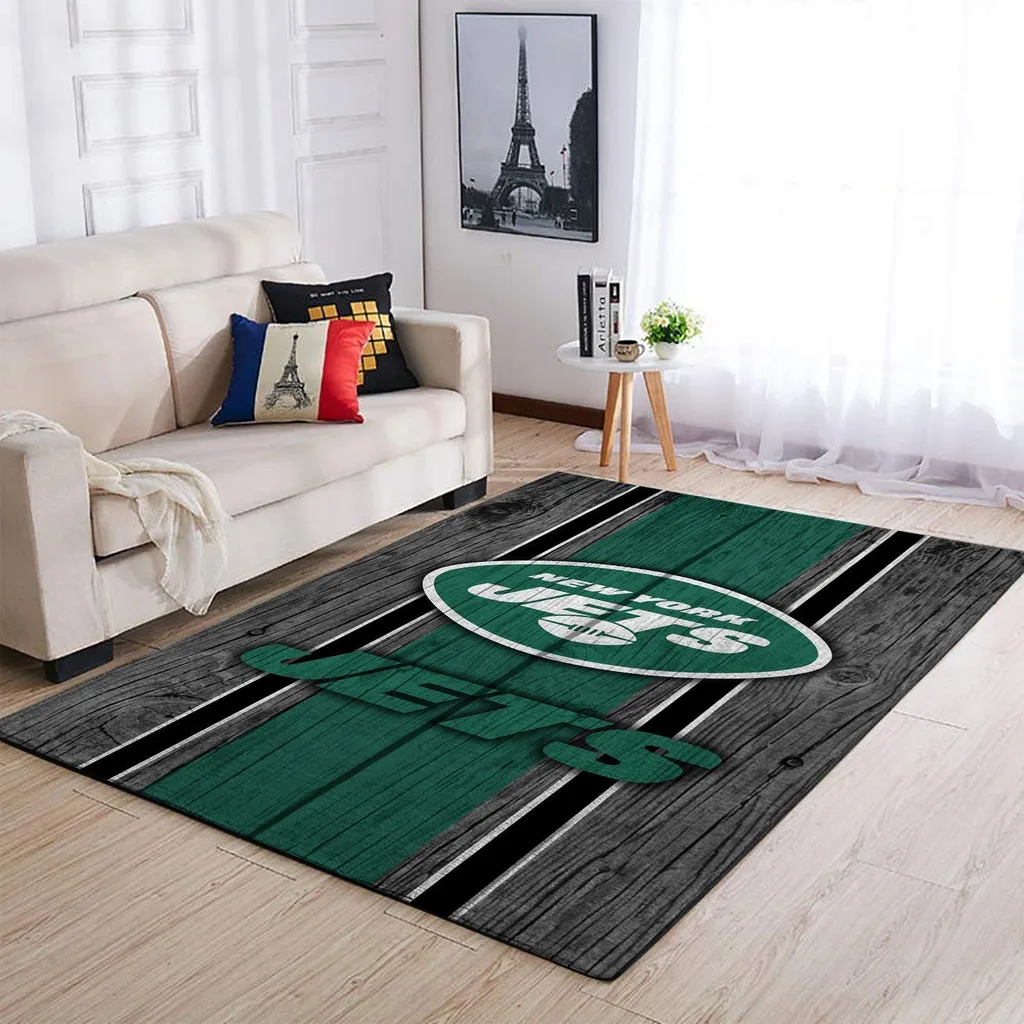 New York Jets Rug - with Logo Design for Living Room Black and Green