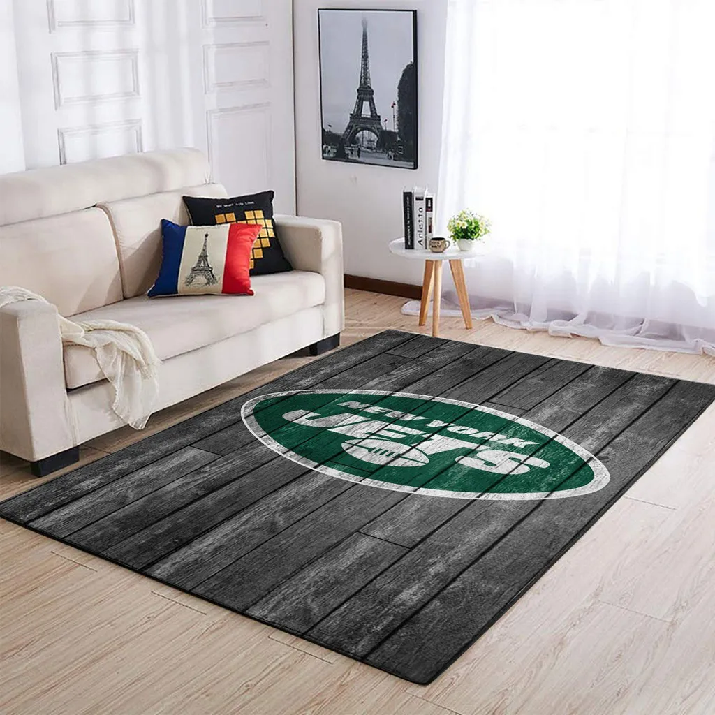 New York Jets Rug - Wood Plank Area for Living Room Green and Gray