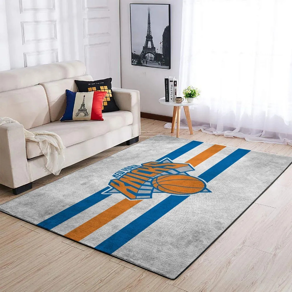 New York Knicks Rug - Basketball for Living Room Decor Blue and Purple