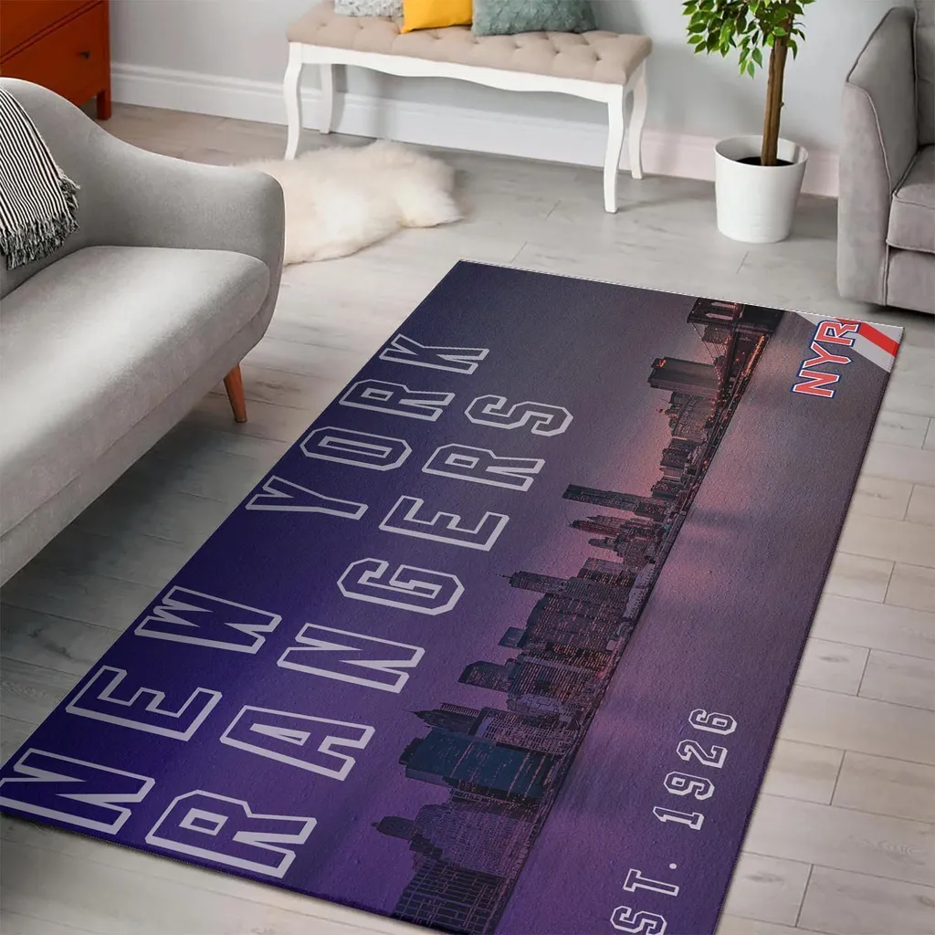 New York Rangers Rug - Area for Home Decor Blue and Purple