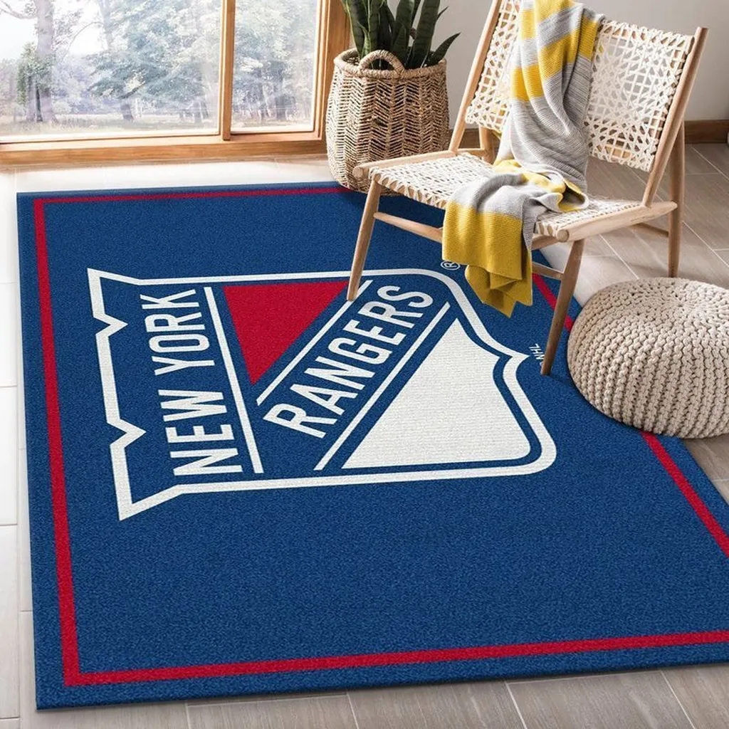 New York Rangers Rug - Area Perfect for Sports Fans Blue and Red