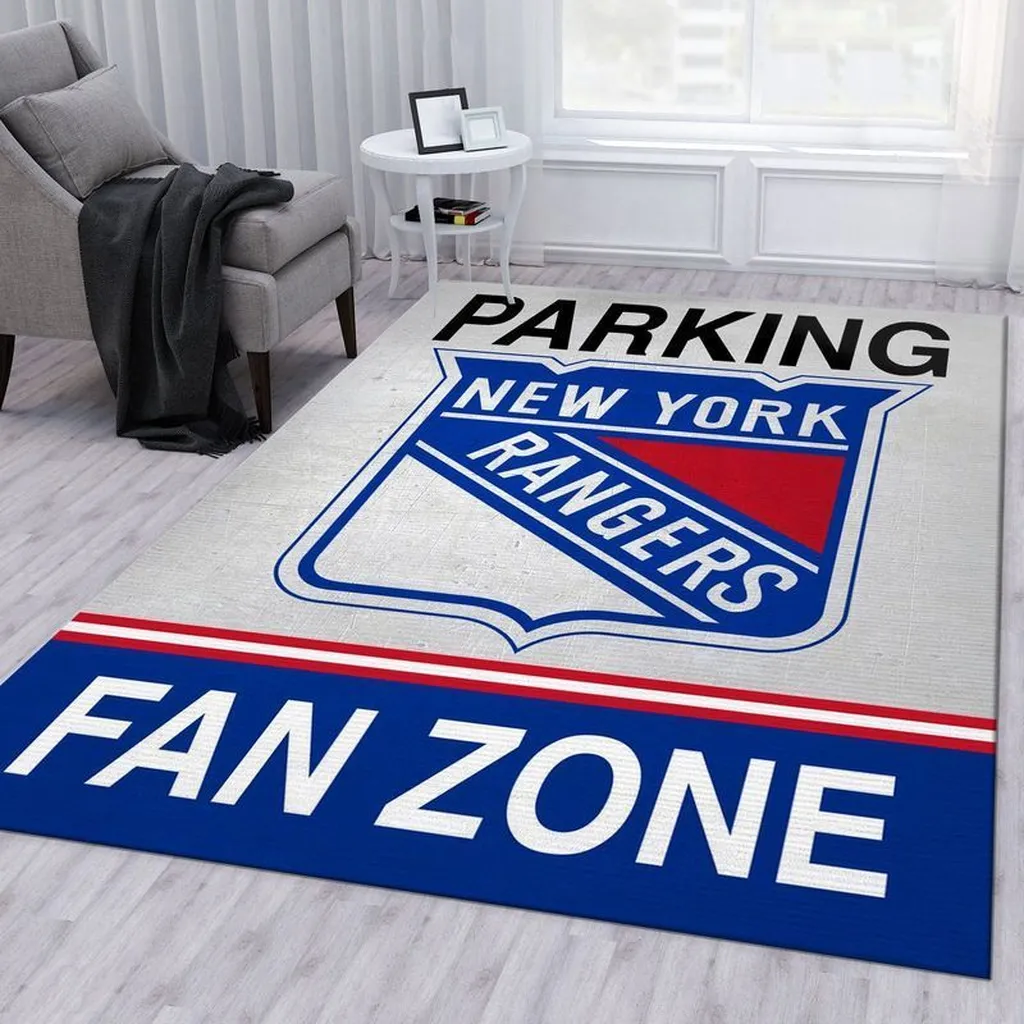 New York Rangers Rug - Fan Zone Area for Home Decor Blue and White
