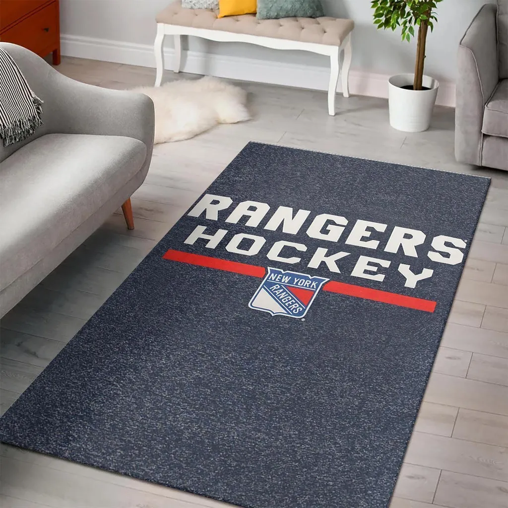 New York Rangers Rug - Hockey Logo Area for Fans Blue and White