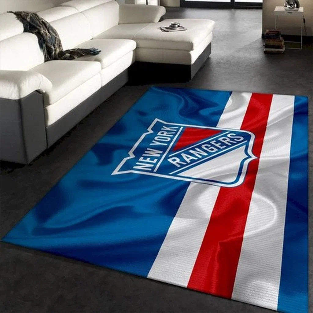 New York Rangers Rug - Hockey Team Logo Area Colors Blue and Red
