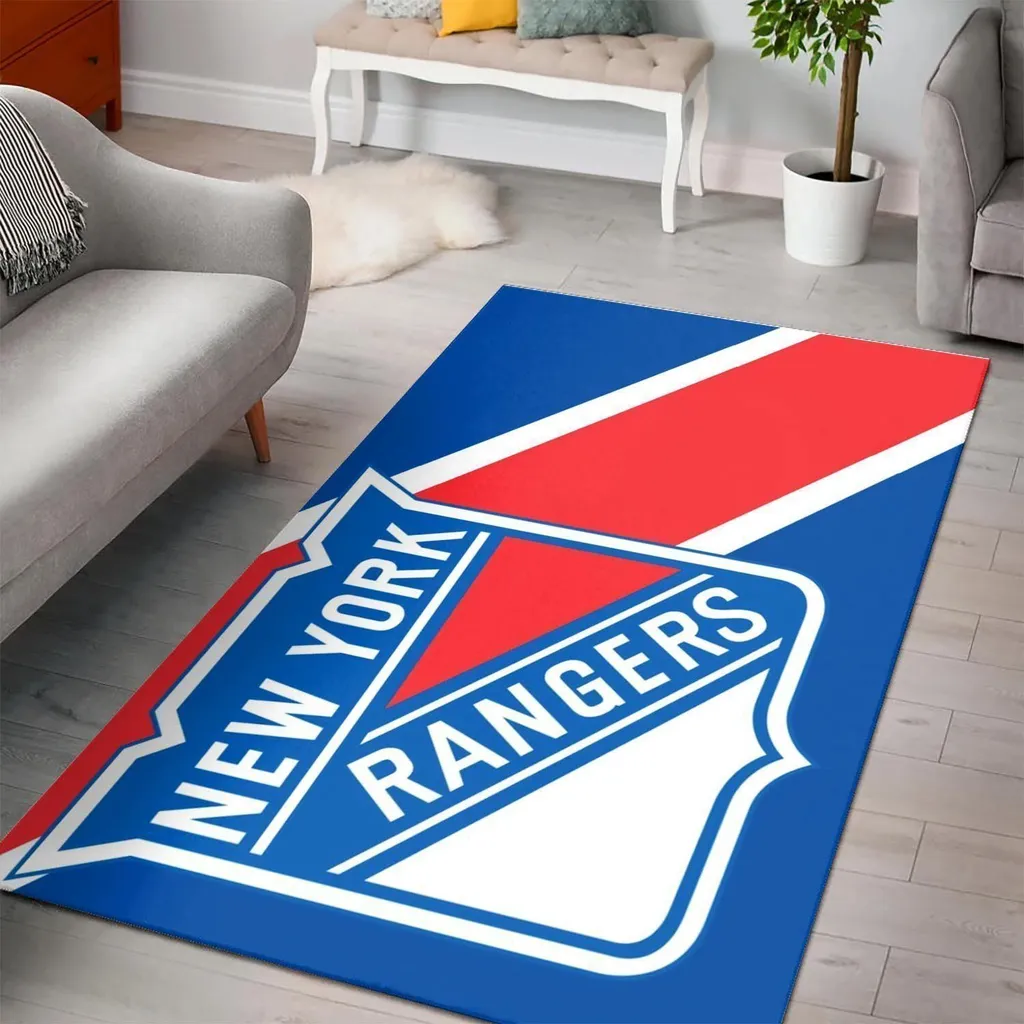 New York Rangers Rug - NHL Area Team Logo for Fans Blue and Red