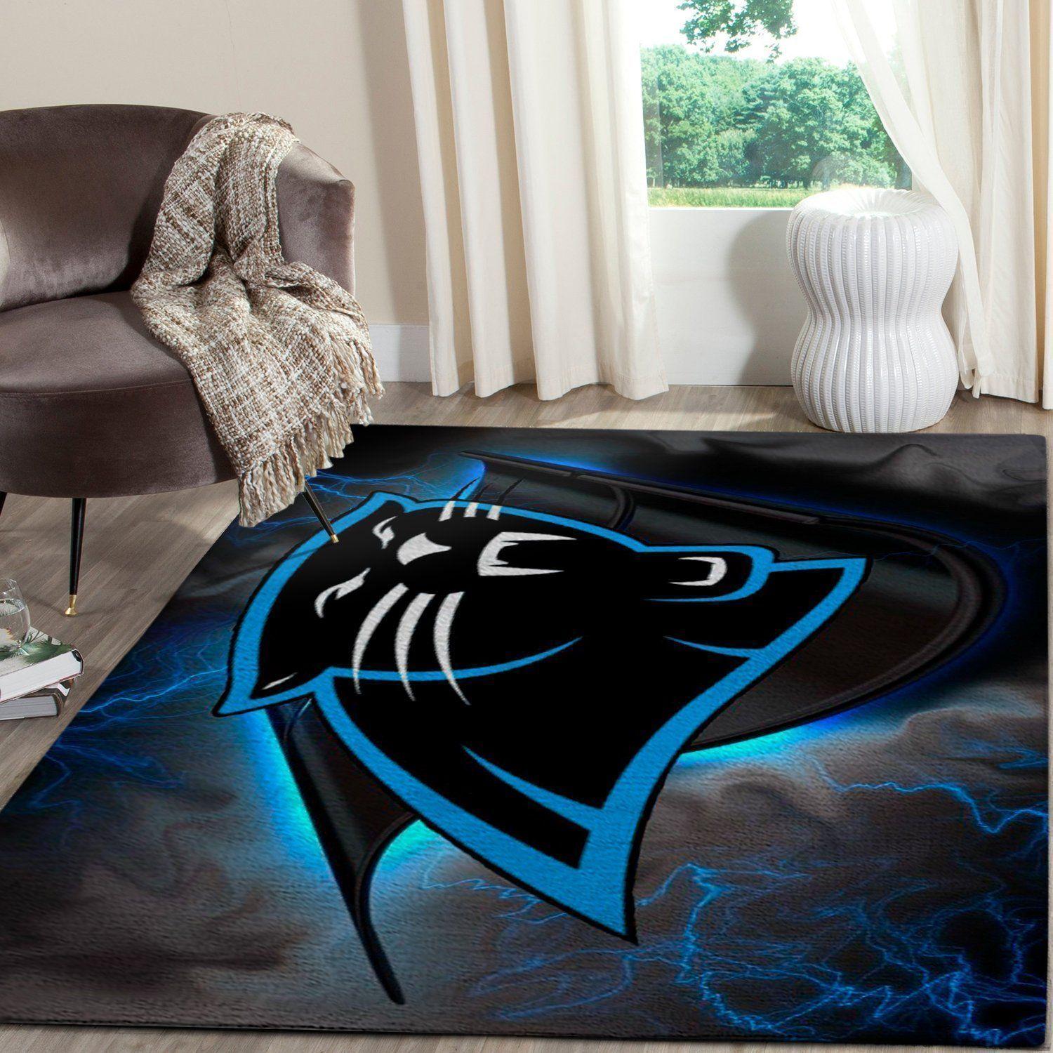 NFL Carolina Panthers Rectangle Rug Personalized Non-Slip Carpet