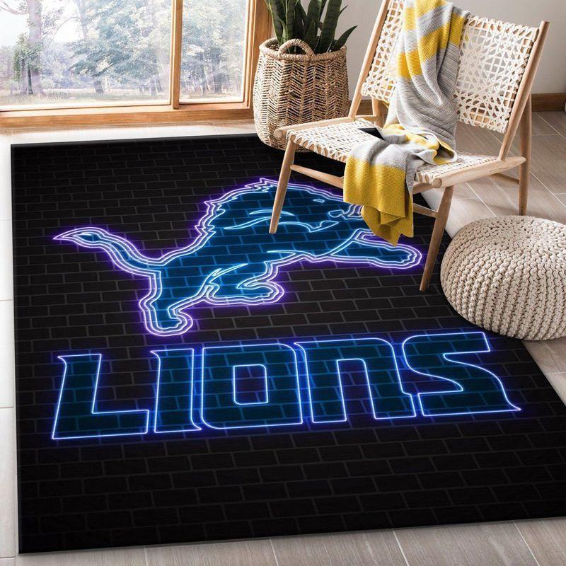 NFL Detroit Lions Rectangle Rug Personalized Non-Slip Carpet