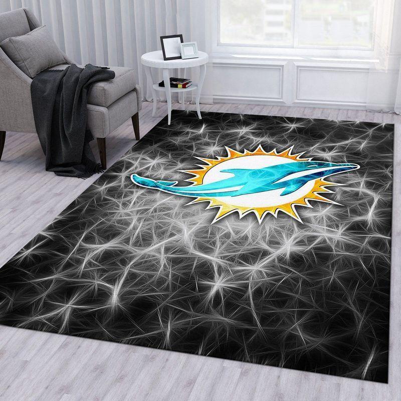 NFL Miami Dolphins Rectangle Rug Personalized Non-Slip Carpet