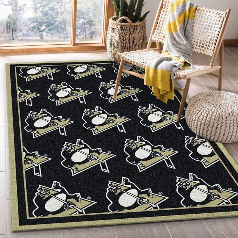 Nhl Repeat Pittsburgh Penguins Living Room Bed Room Rug Regtangle Carpet