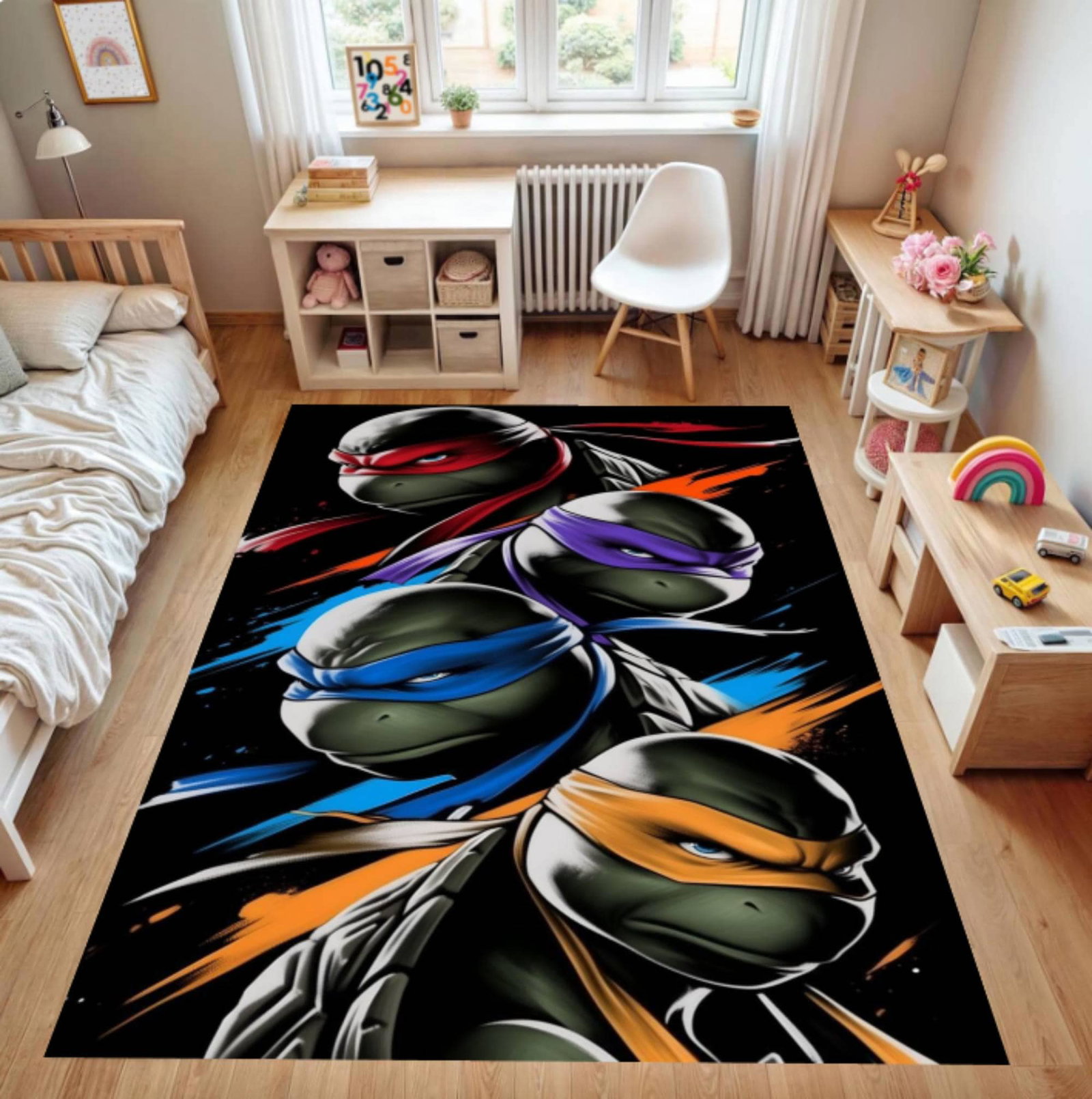 Ninja Kids Rug, Washable Playroom CarpetTVC1708394