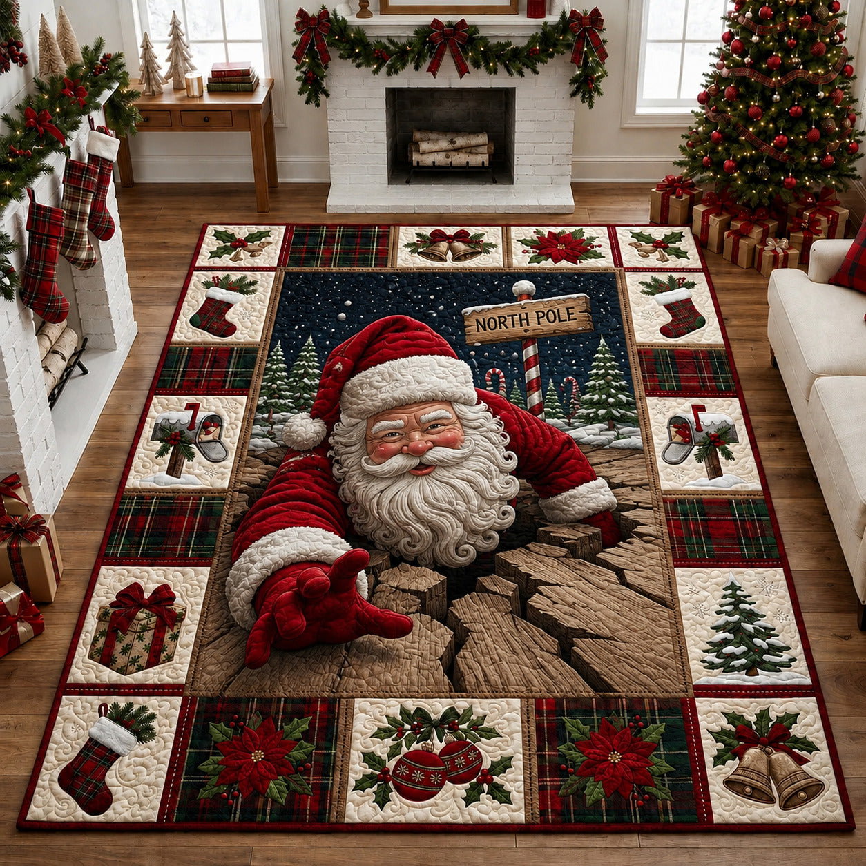 North Pole Ice Break Area Rug - Non-Slip Washable 3D Print Rug for Living Room & BedroomTVC210862