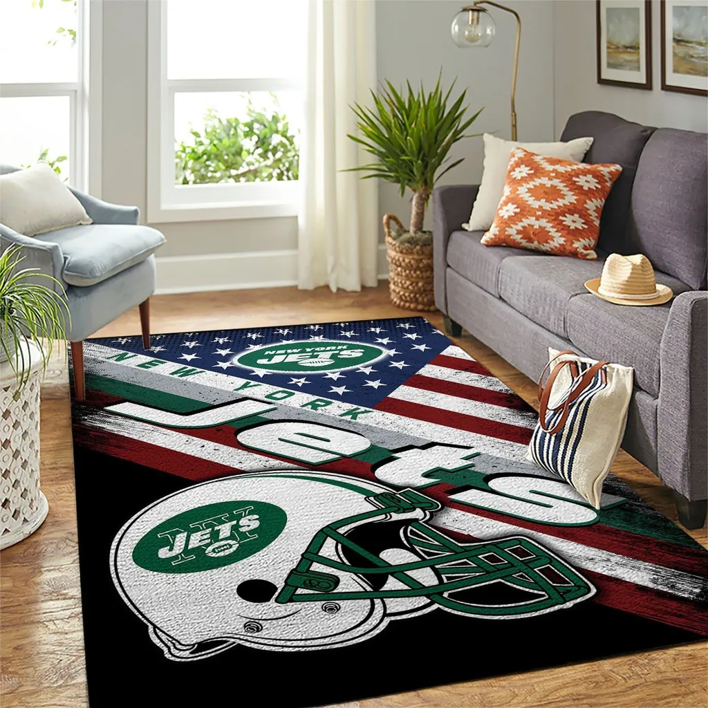NY Jets Helmet Fan Rug for Home and Office Decor Green and White