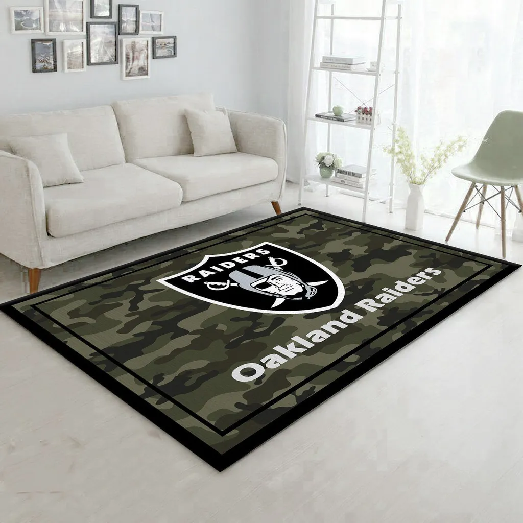 Oakland Raiders Rug - Camouflage Area for Living Room Black and Green