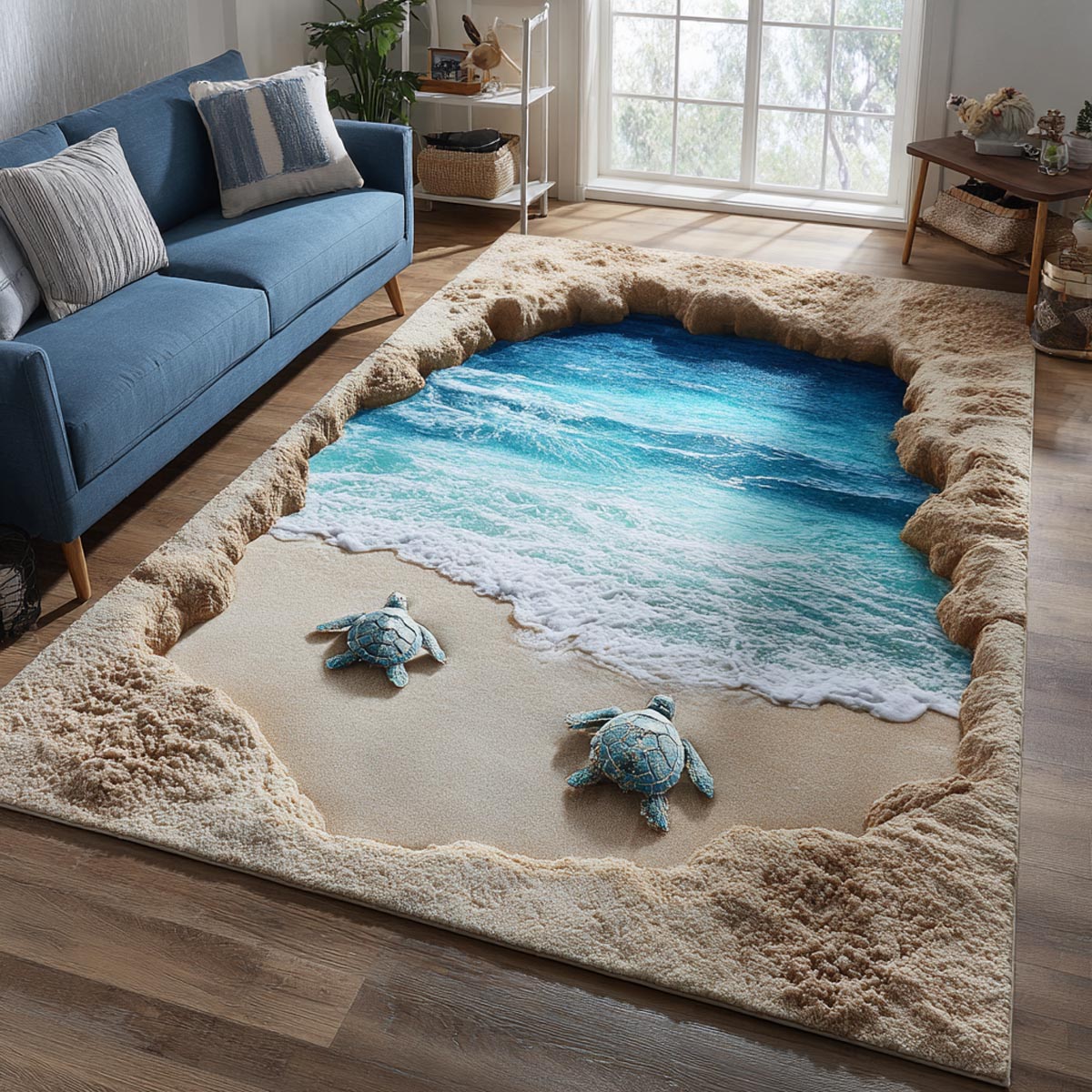 Ocean Harmony Area Rug - Non-Slip Washable 3D Print Rug for Living Room & BedroomTVC210873