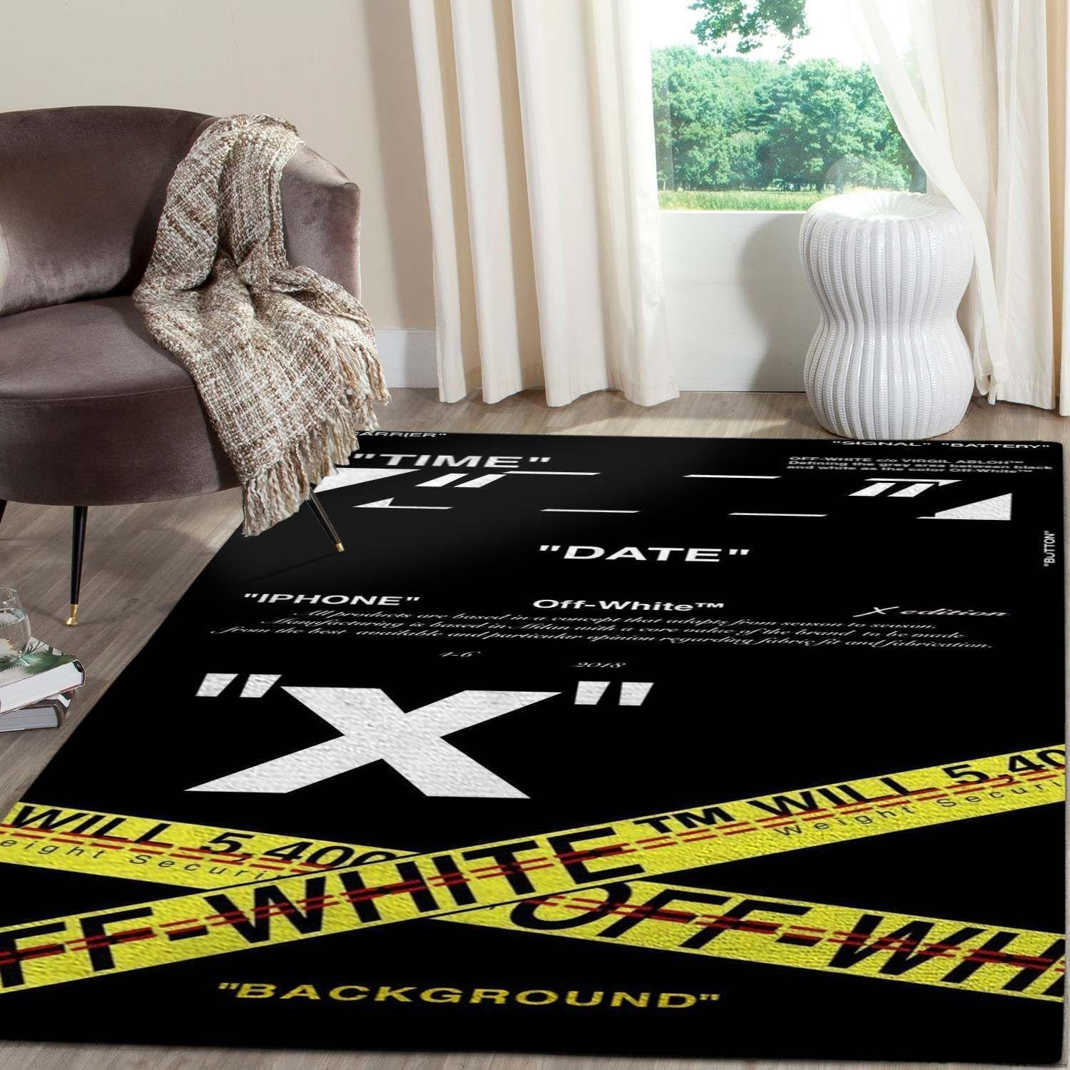 Off White Logo Area Rugs Living Room Carpet Christmas Gift Brands Fashion Rug Carpet