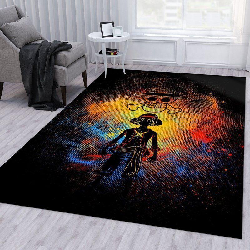 One Piece Monkey D Luffy Colofor Smoky Straw Hat Art Area Rug Carpet
