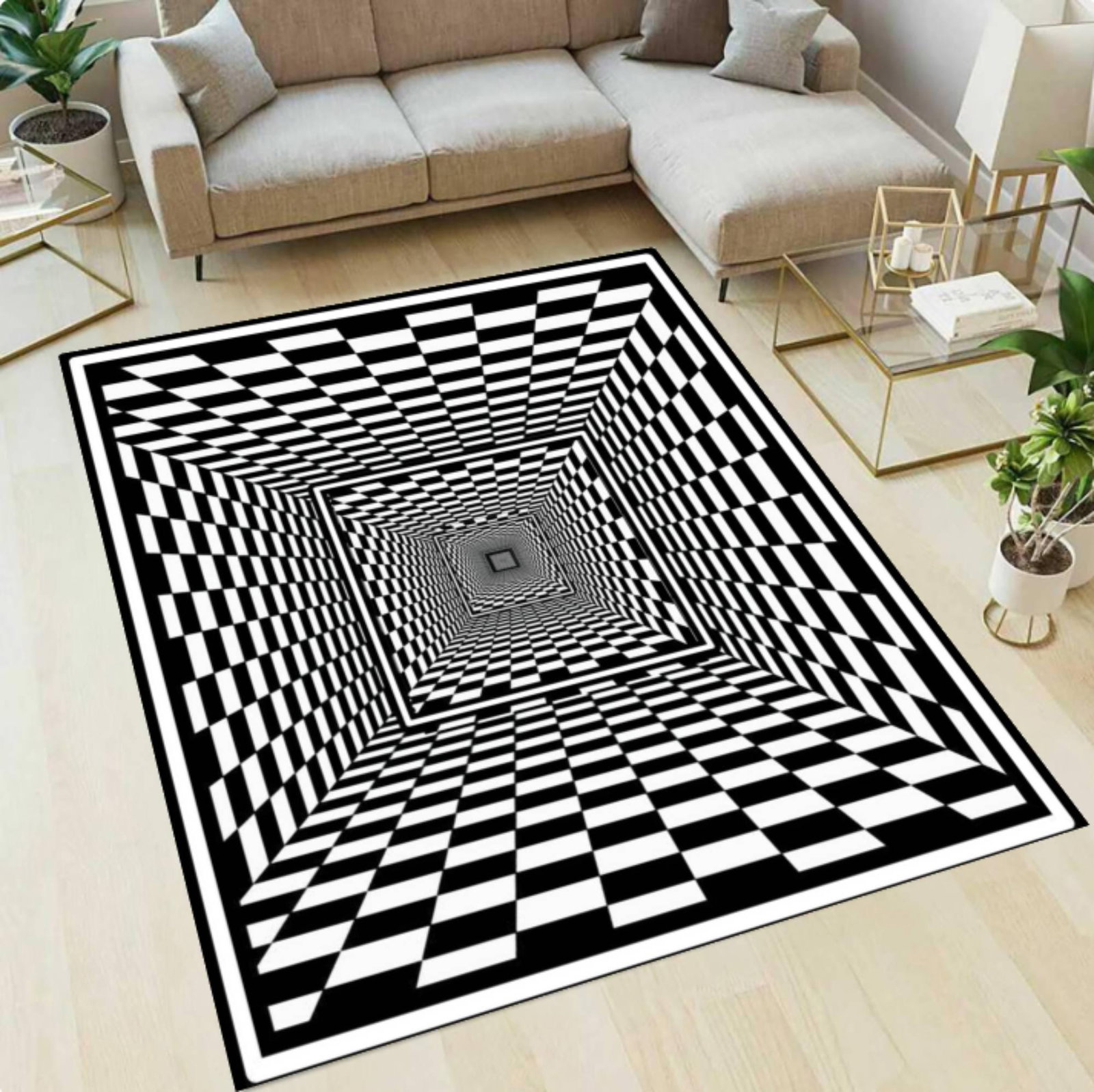 Optical Illusion 3D Checkered RugTVC1708397