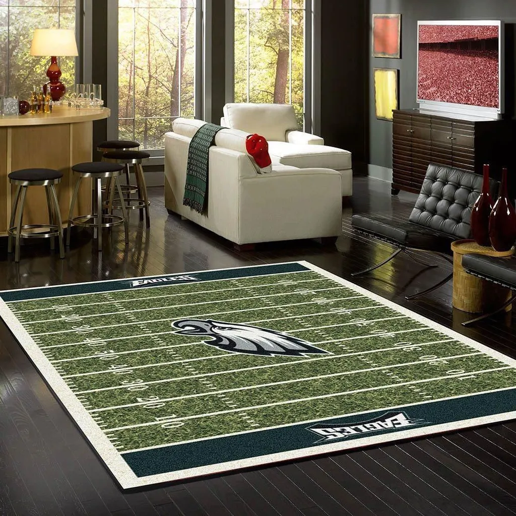 Ornament Bone Pattern Decorative Floor Mat Rug Green and White