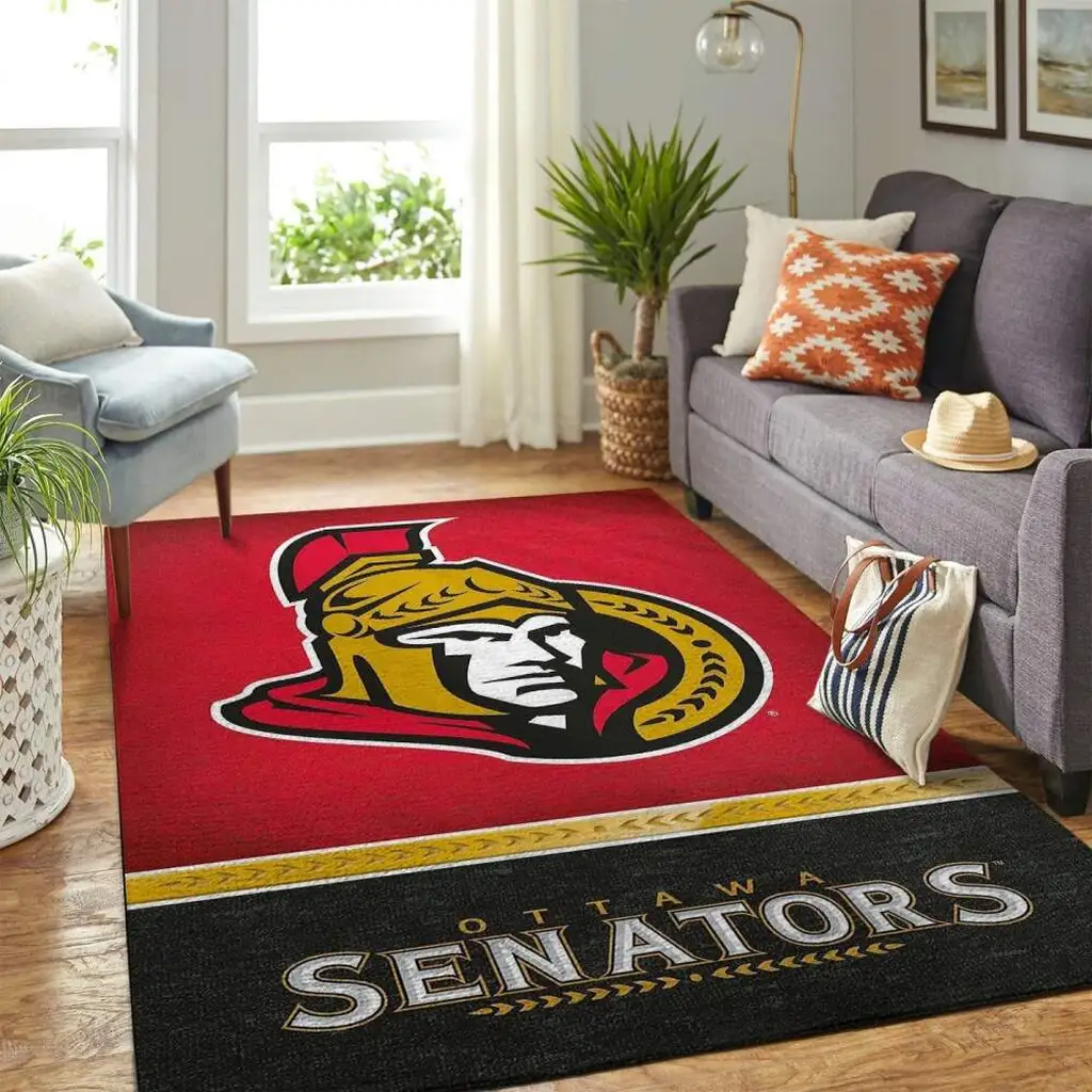 Ottawa Senators Rug - Area Hockey Fan Home Decor Carpet Black and Red