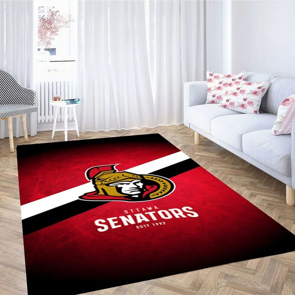 Ottawa Senators Rug - for Sports Fans Home Decor Black and Red